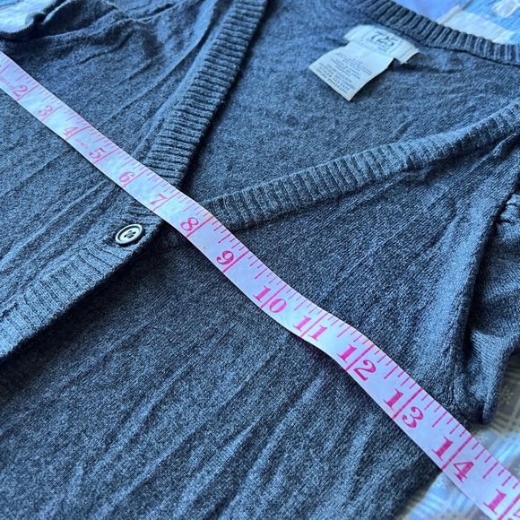 Vintage 725 Originals Womens Charcoal Cozy Core Coquette Ruffled Sleeve Cardigan - Picture 5 of 11